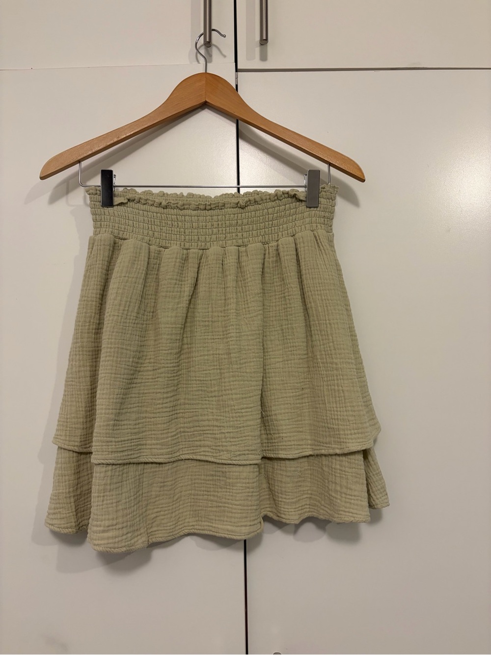 C&C California Two Tiered Mini Skirt in Sage Green